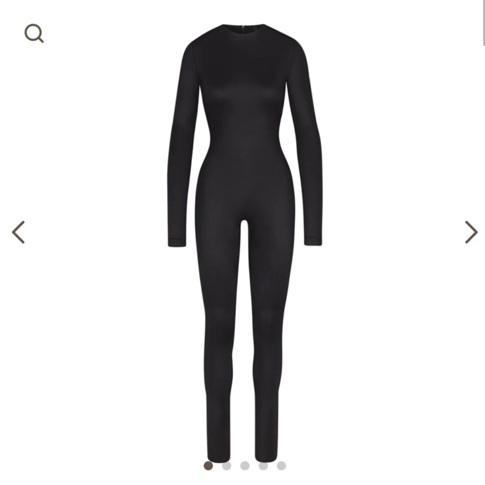 NWT SKIMS All in One Shine Mock Neck Long Sleeve Zip Front Catsuit